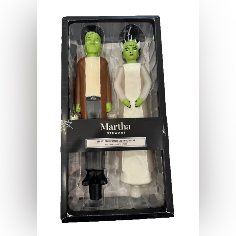 🩶MARTHA STEWART FRANKENSTEIN & BRIDE HALLOWEEN TAPER CANDLE SET OF 2 - NWT🩶